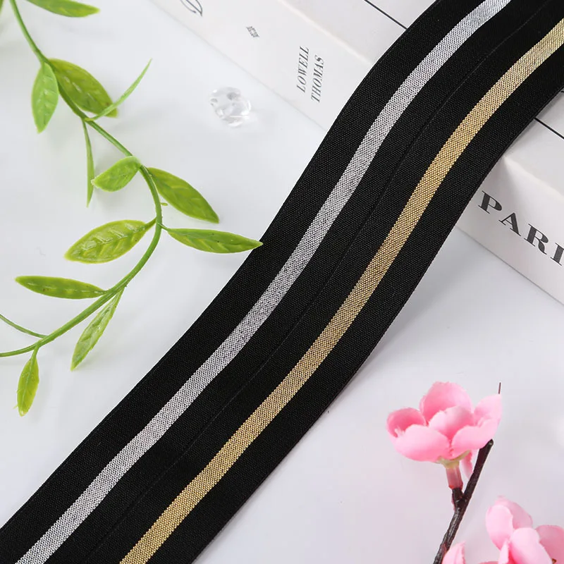 4CM Fashion Elastic Webbing Double Silk Nylon Stretch Bands Sports Pants Ribbon Clothing Luggage Sewing Decoration Accessories