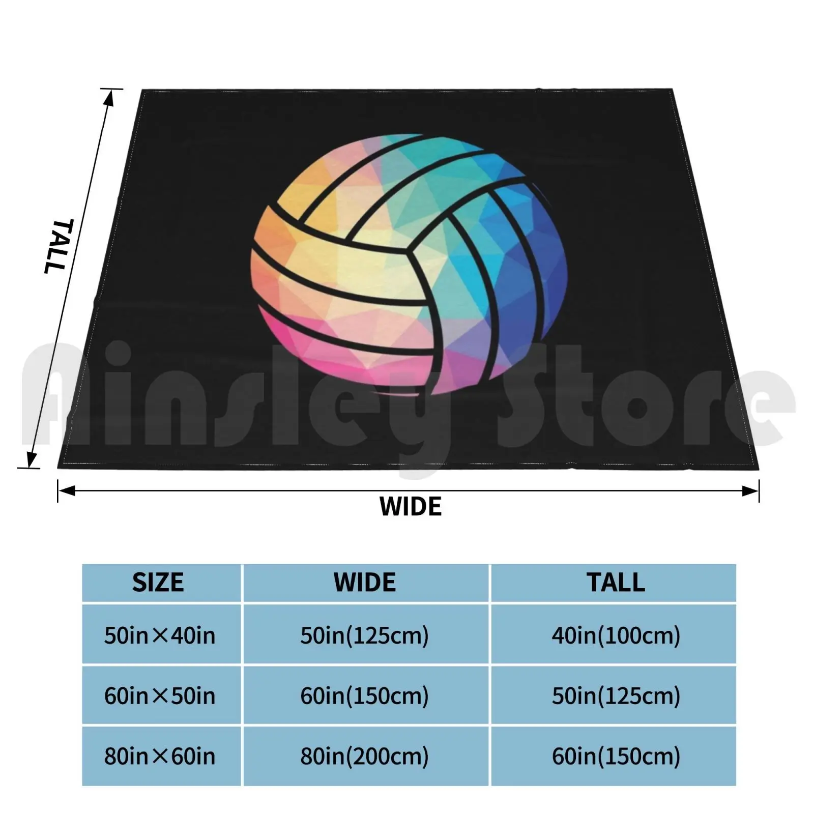 Geometric Volleyball Shape Low Poly Volleyball Gift Blanket Fashion Custom Volleyball Volleyball Volleyball