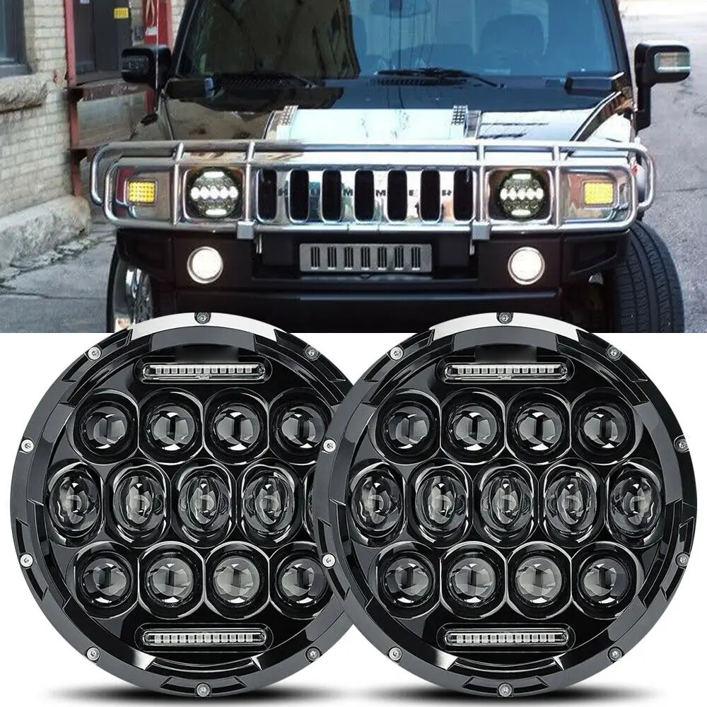 Car 7inch Halo Led Headlight For Hummer H2 2003-2009 Front Bumper DRL Headlamp For Jeep Wrangler JK TJ cJ Accessories 75W 40W