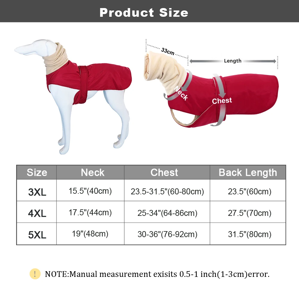 Super Warm Dog Clothes Coat Waterproof Large Dogs Vest Jacket Thick Winter Pet Clothing Vest With Warm Collar Wolfhound Shepherd