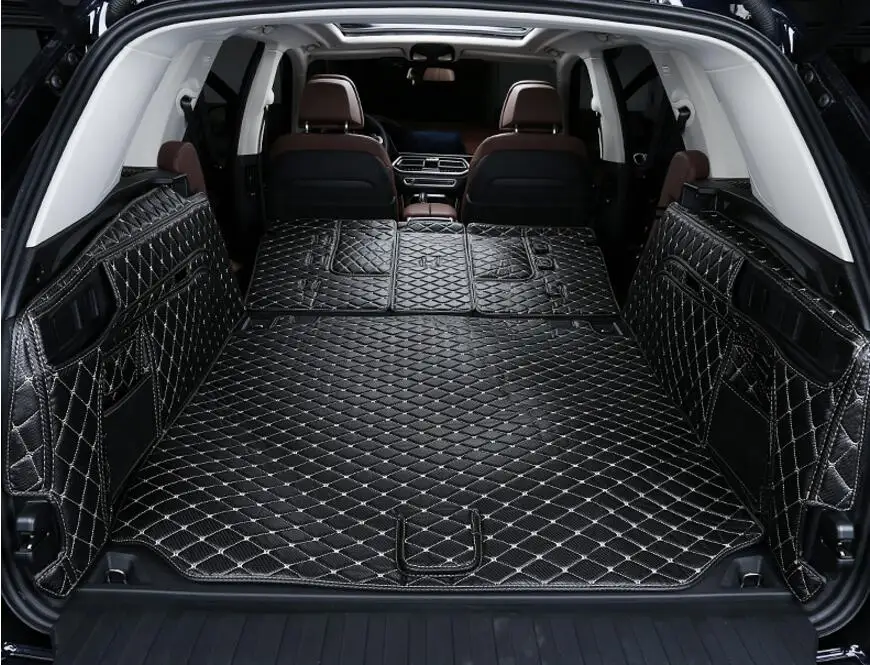 Car Embroidery Leather Full Rear Trunk Tray Liner Cargo Mat Floor Protector Foot Pad Mats For BMW X5 G05 2019 2020