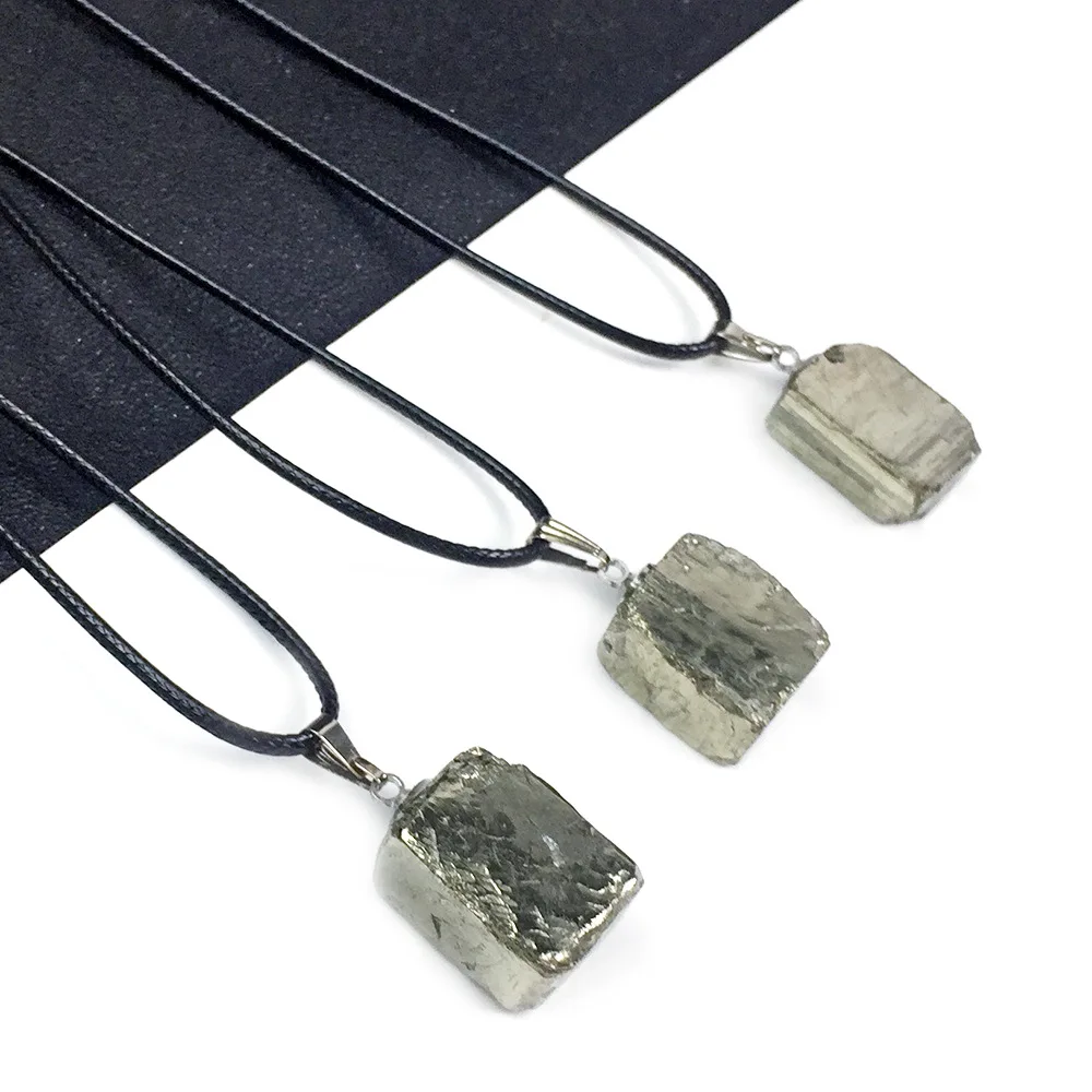 Natural Pyrite Pendant Irregular Shiny Ore Mineral Fool's Stone Iron Rough Specimen Gem Pyrite Necklace DIY Ornament