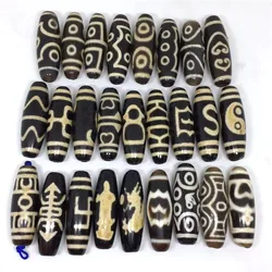 1PCS 1LOT Amulet 12mm*37mm Tibetan Dzi Beads Black Color Turtle back Taiji Money Hook Loosing Beads for Bracelet and Necklace