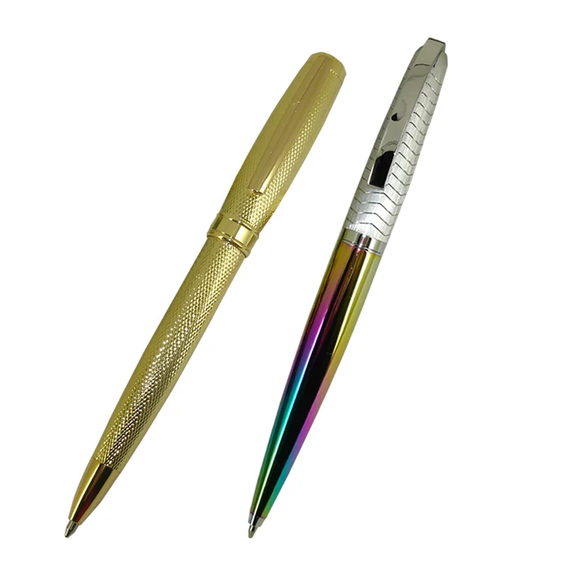 

ACMECN 2pcs / Lot Unisex Metal Heavy Ball Pen Unique Design Color Gold Ballpoint Pen Retractable Twist Pen Writing Stationery