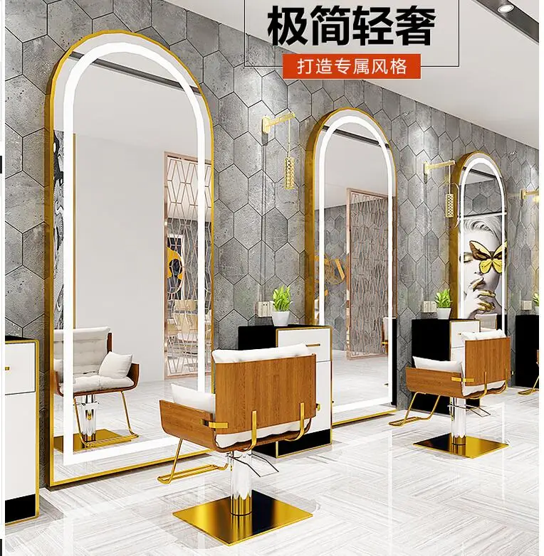 Web celebrity beauty salon mirror stage barbershop simple floor-to-ceiling mirror hair salon wall hanging wall European style cu