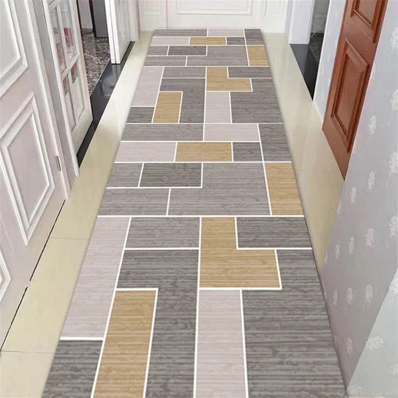 Nordic Corridor Carpet Long Hallway Area Rug Geometric Living Room Carpet Soft Bedside Floor Bathroom Mat Kitchen Aisle Rugs