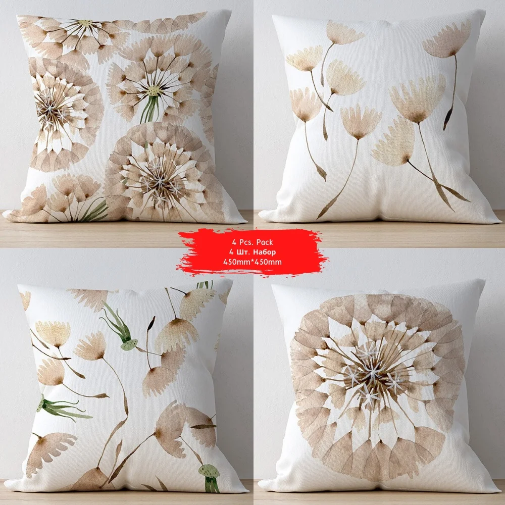 Cushions Cover 4 Pieces Pack 450mm*450mm Set Suede Fabric Wowen Square Decorative Printed 2021 Unisex Home Textile