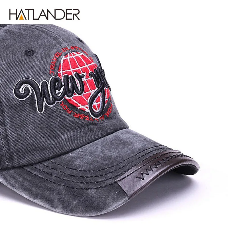 HATLANDER Classic cotton baseball caps Embroidery NEW YORK sports hats sun gorras letters snapback cap vintage soft dad hat cap