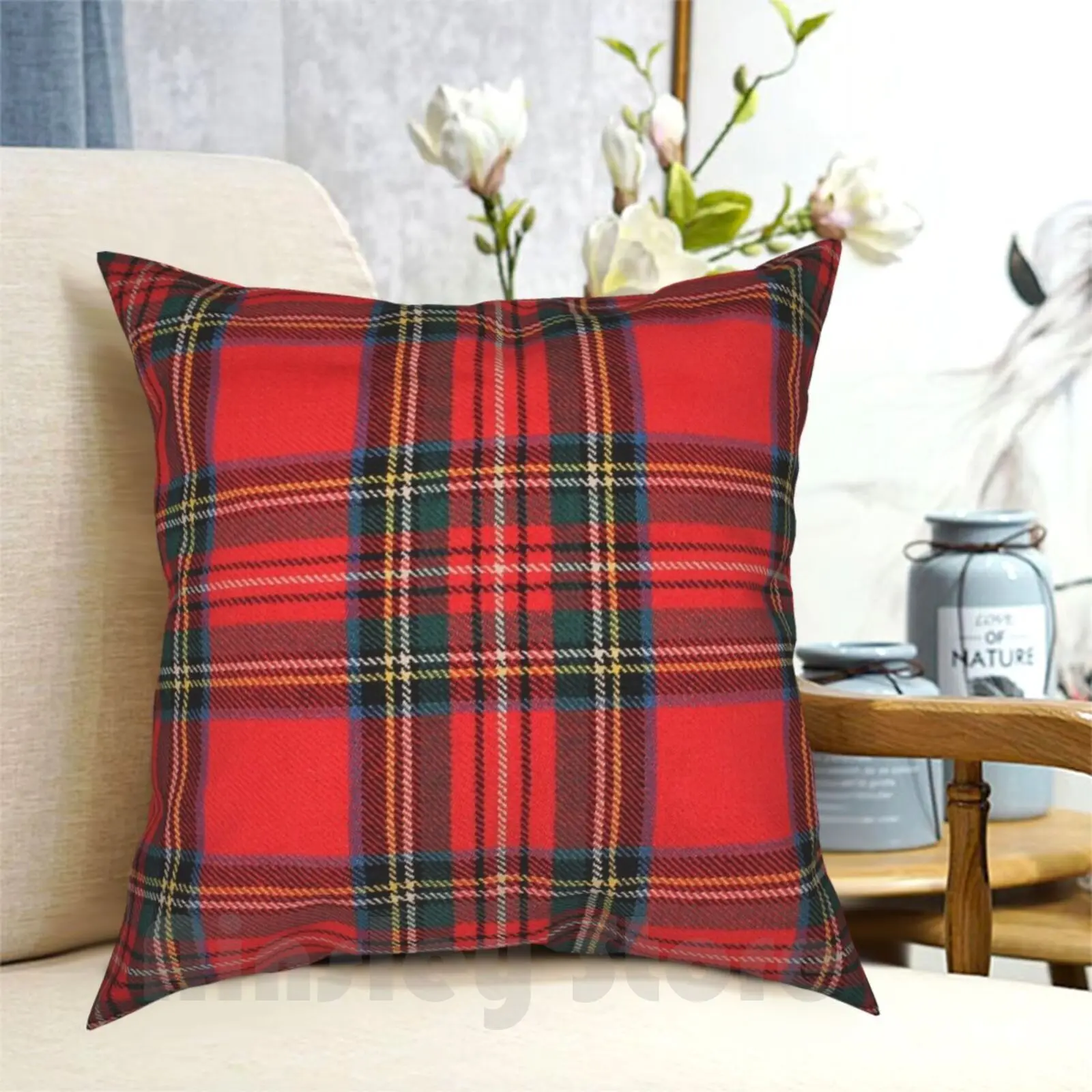 Royal Stewart Tartan Pillow Case Printed Home Soft DIY Pillow cover Royal Stewart Tartan Scotland Scottish Scotch Material