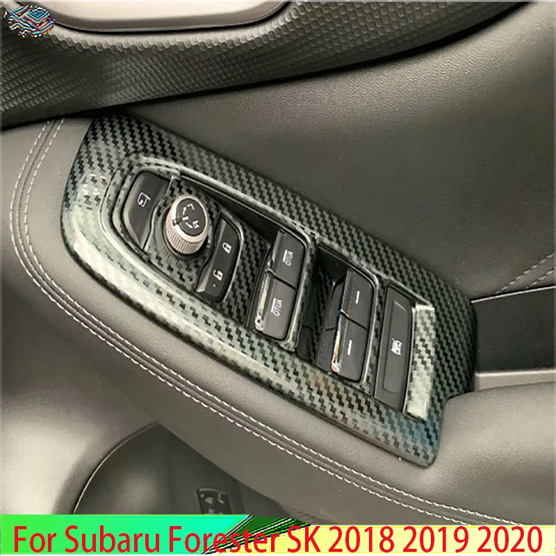 

Правый руль для Subaru Forester SK 2018 2019 2020 2021, Стильная крышка из углеродного волокна для окна двери, подлокотника, панель переключателя, отделка