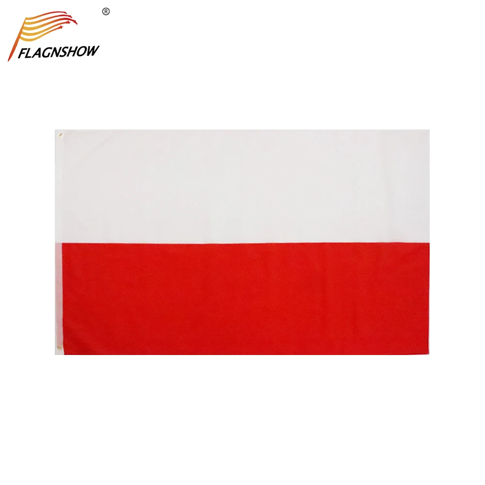 Flagnshow Poland Flag 3X5 FT Hanging Polish National Flags Polyester with Brass Grommets 3x5 Foot Flag for Decoration
