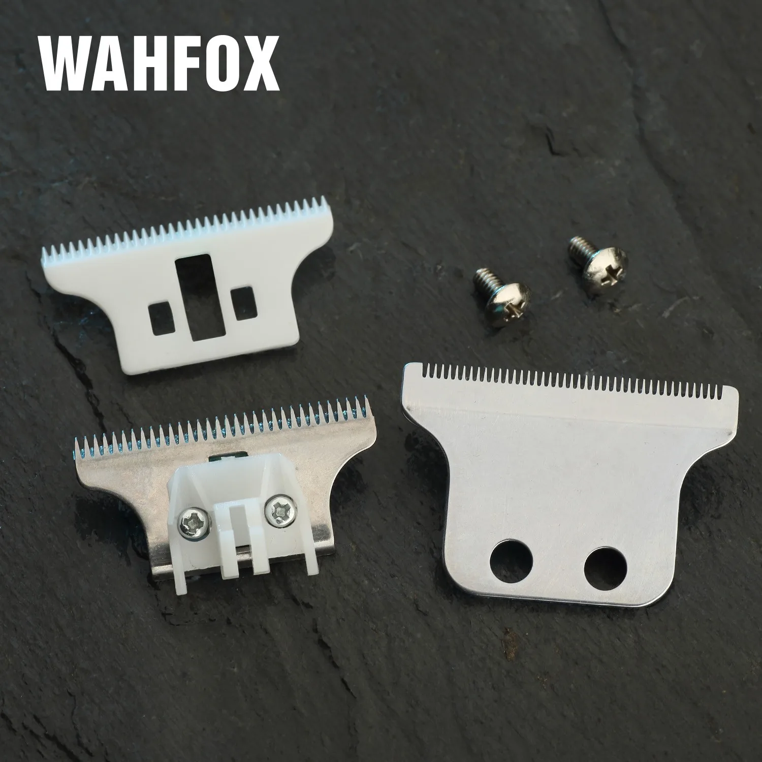 WAHFOX Pro Barber Trimmer Detailer Blades for 8081 Professional Hair Clipper Replacement Steel And Ceramic T-Cutter Blade