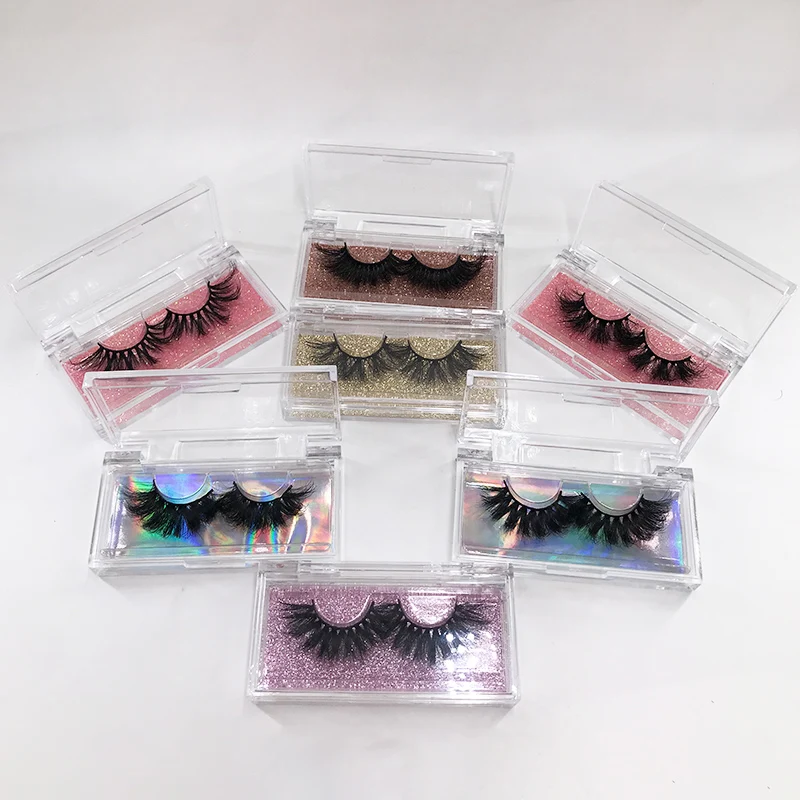 Wholesale 20/50 Pcs Acrylic Square Case Dramatic Long for Mink Eyelashes Custom Pricate Logo Eyelash Packaging Box