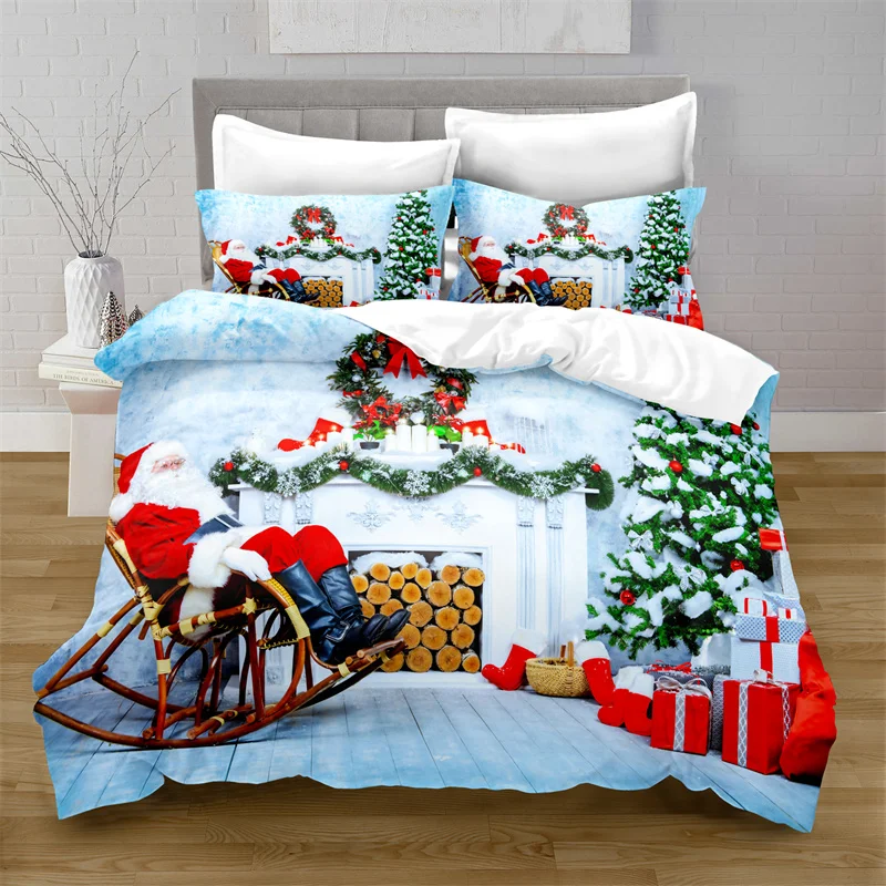 Printed Christmas Bedding Quilt Cover & Pillowcase  Full Size Queen Bedding Set  Queen Size  Bedding Set Comforter Bedding Sets