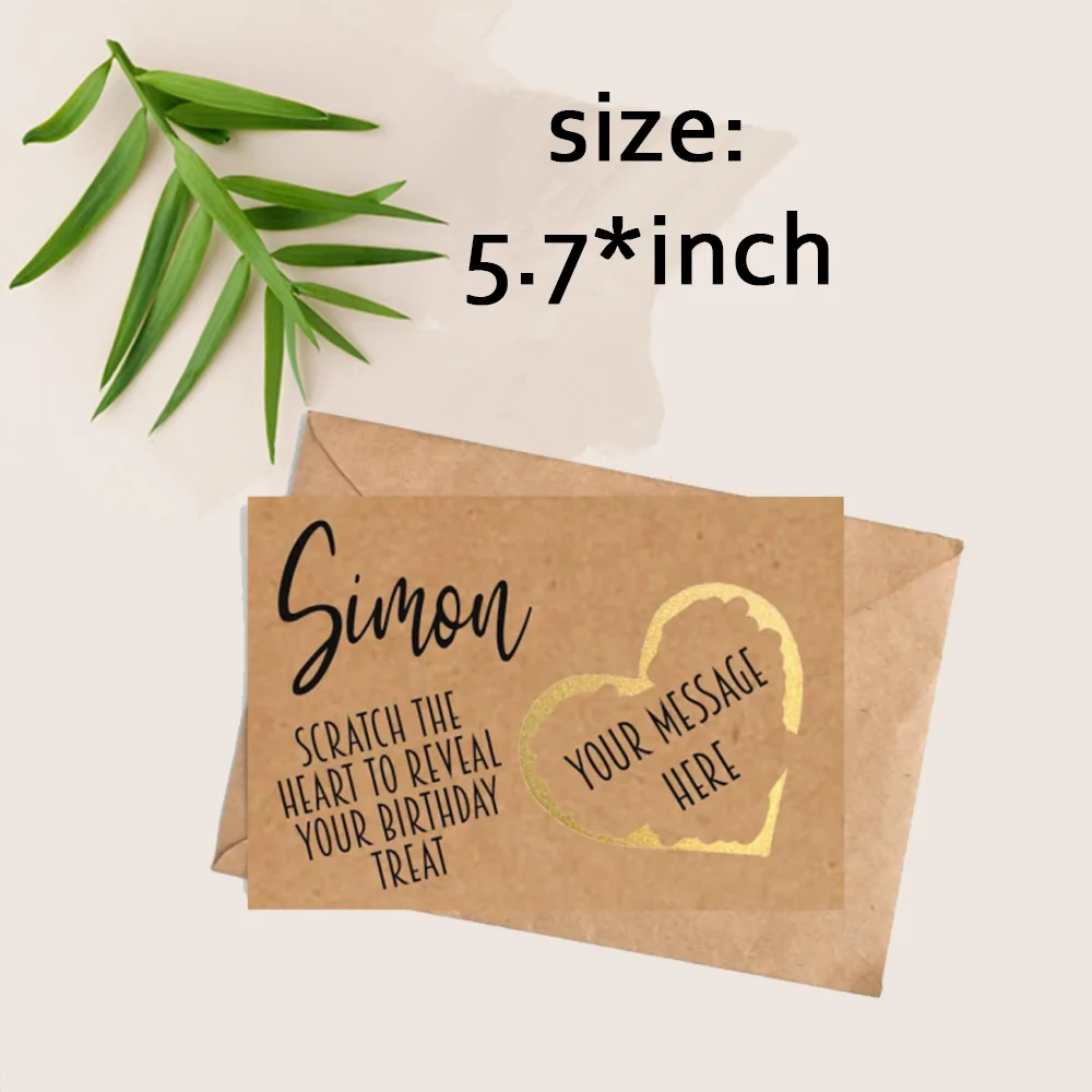 

Scratch to Reveal Kraft Card,Custom Made Scratch Off Personalised Card, Surprise Birthday Anniversary Concert Holiday Festival