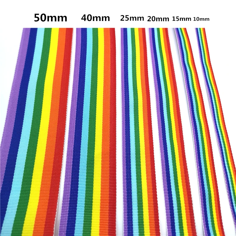 5 yards/lot 10mm - 50mm Beautiful Rainbow Ribbon For Wedding Decoration Gift Wrapping Hair Bows DIY Christmas 