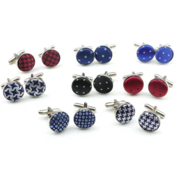 Classic Fashion Dots Polyester Check Design Cufflink 25 Styles For Mens Brand Cuff Buttons Cuff Links High Quality Jewelry