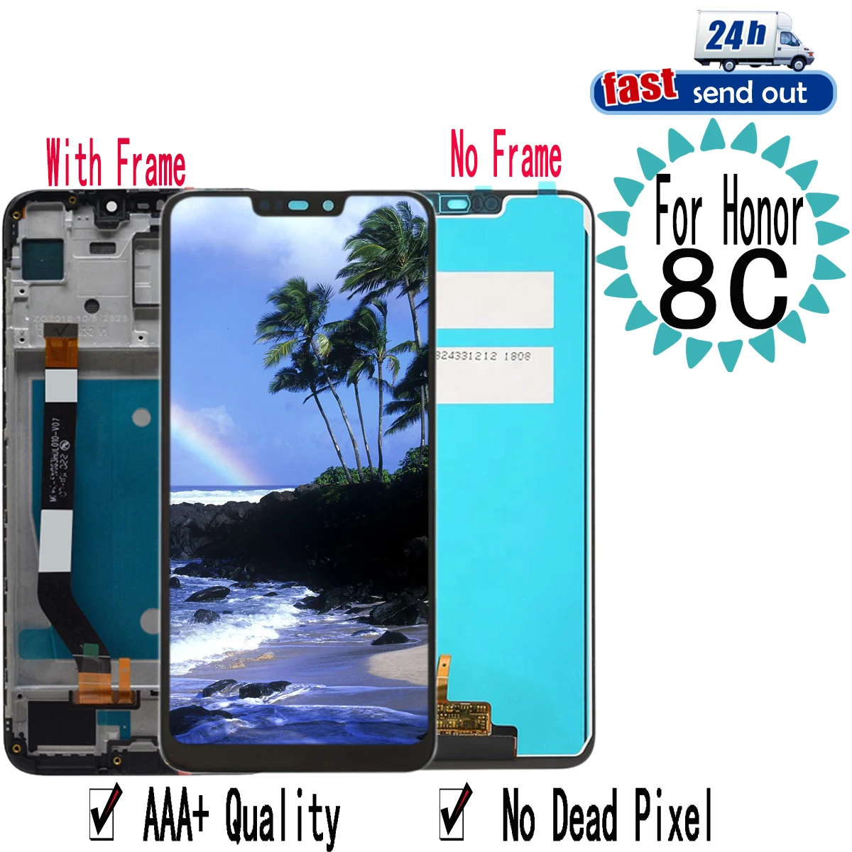 

6.26" 8C LCD For Huawei Honor 8C LCD Display Touch Screen Digitizer Assembly Replacement with Frame For Honor8C BKK-LX1 LX2 L21