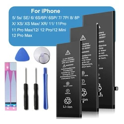 Battery for iPhone X 6 6s 7 8 plus XR XS Max Rechargeable Battery Pack for iPhone 12 11 pro Max 12mini 5S SE Replacement Bateria