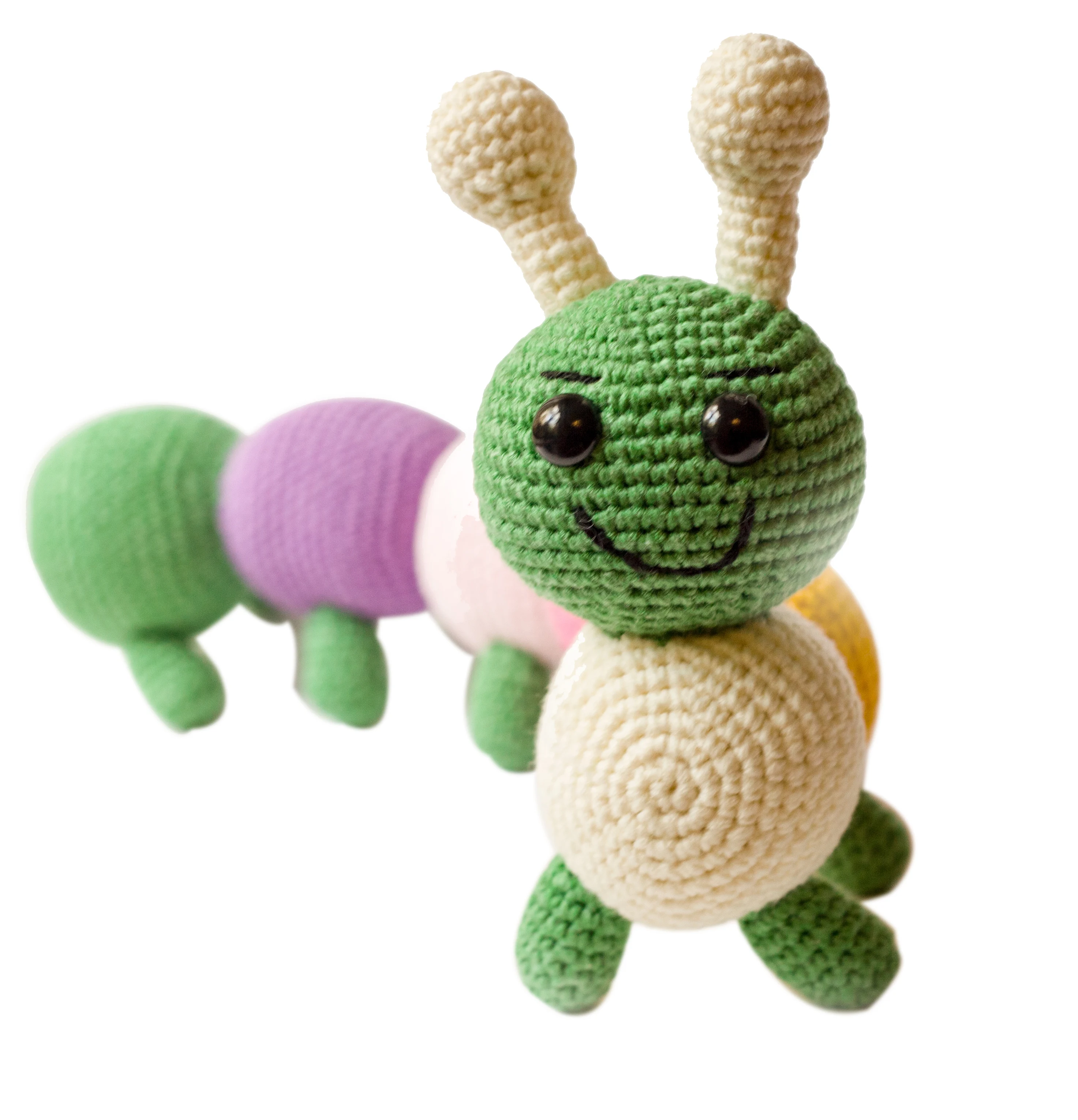 30cm Teddy Colorful Millipede Caterpillar Handmade Amigurumi Stuffed Toy Knit Crochet Doll