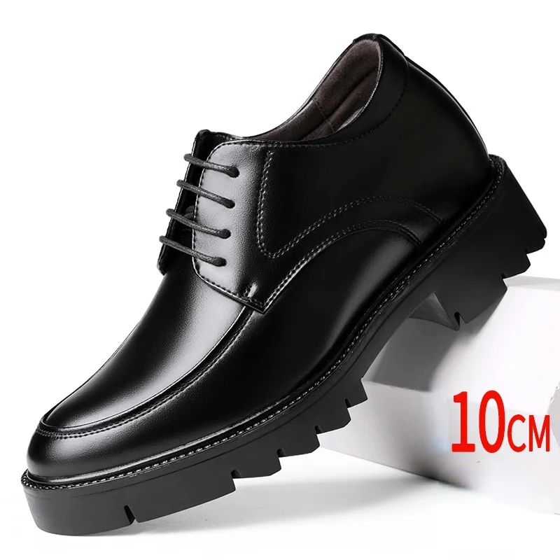 

Men's Inner Height Increase 10cm Leather Shoes Business Thick-soled Invisible Elevator Shoes Wedding Shoes 8cm Groomsmen Shoes