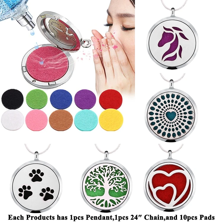 Tree of Life Pendant Locket 316L Stainless Steel Aromatherapy Essential Oil Diffuser Necklace