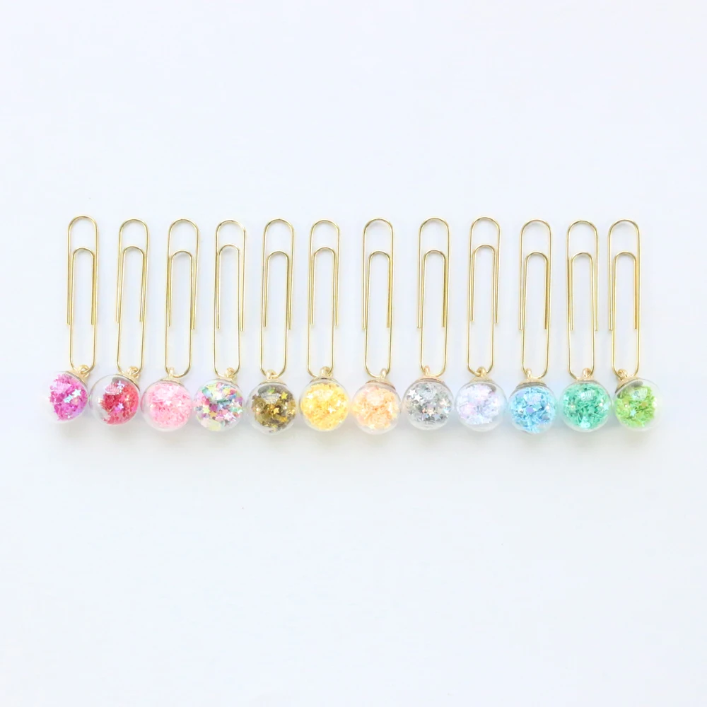 Domikee cute creative sequins metal office school paper clips bookmark fine student memo clips set stationery supplies