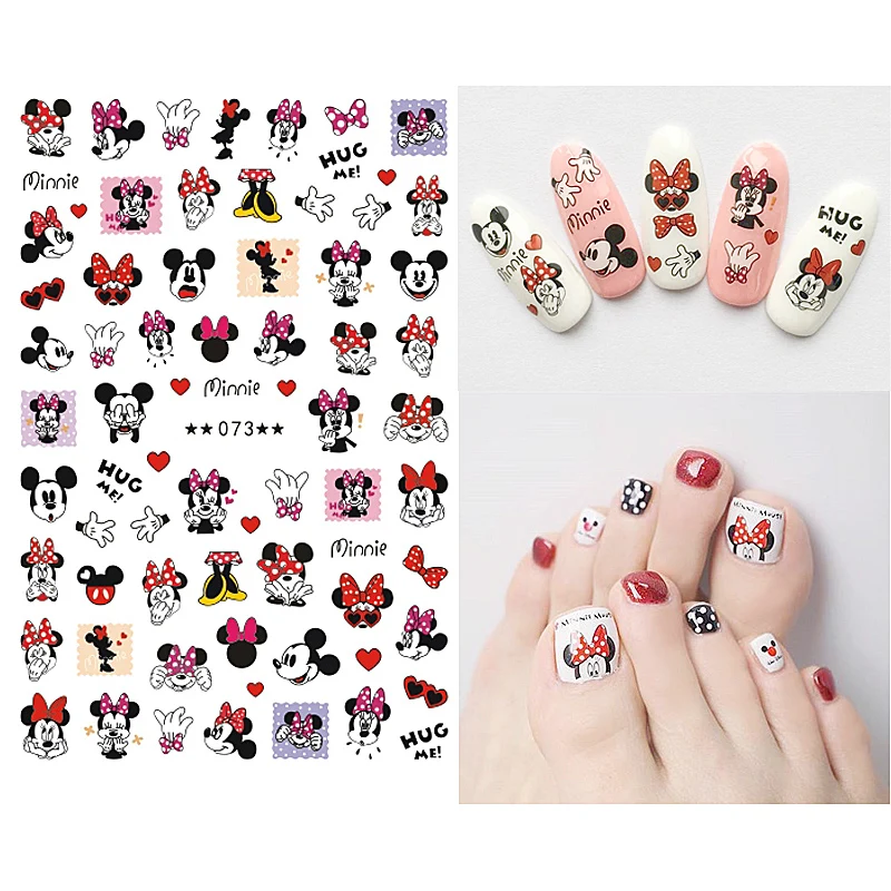 Autocollant Disney Mickey Mouse Stitch Minnie pour Nail Art, 1 pièce, Donald Duck, blanc neige, décoration des ongles, accessoires appliqués