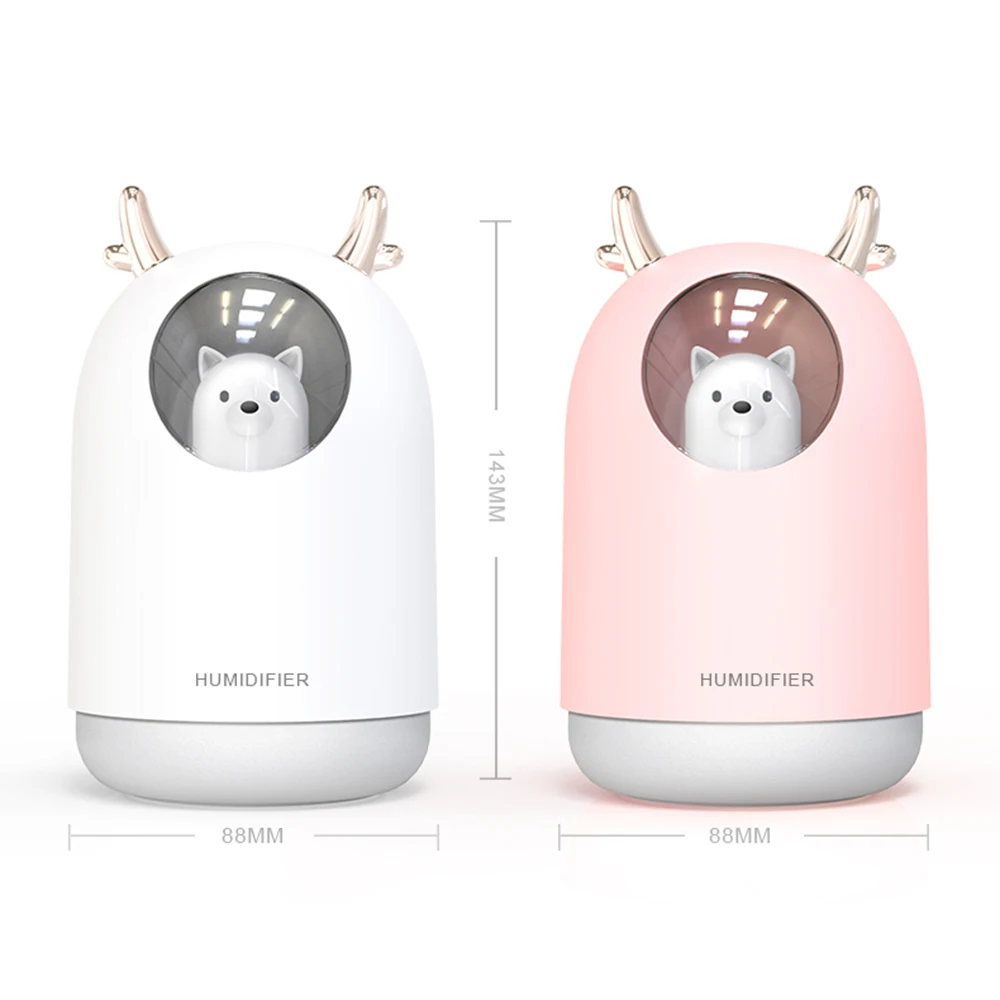 3-in-1 Umidificatore Piccolo Umidificatore Portatile 300ml USB 7 Colori HA CONDOTTO LA Luce di Notte umidificatori Ultra-tranquillo con Simpatico Orso