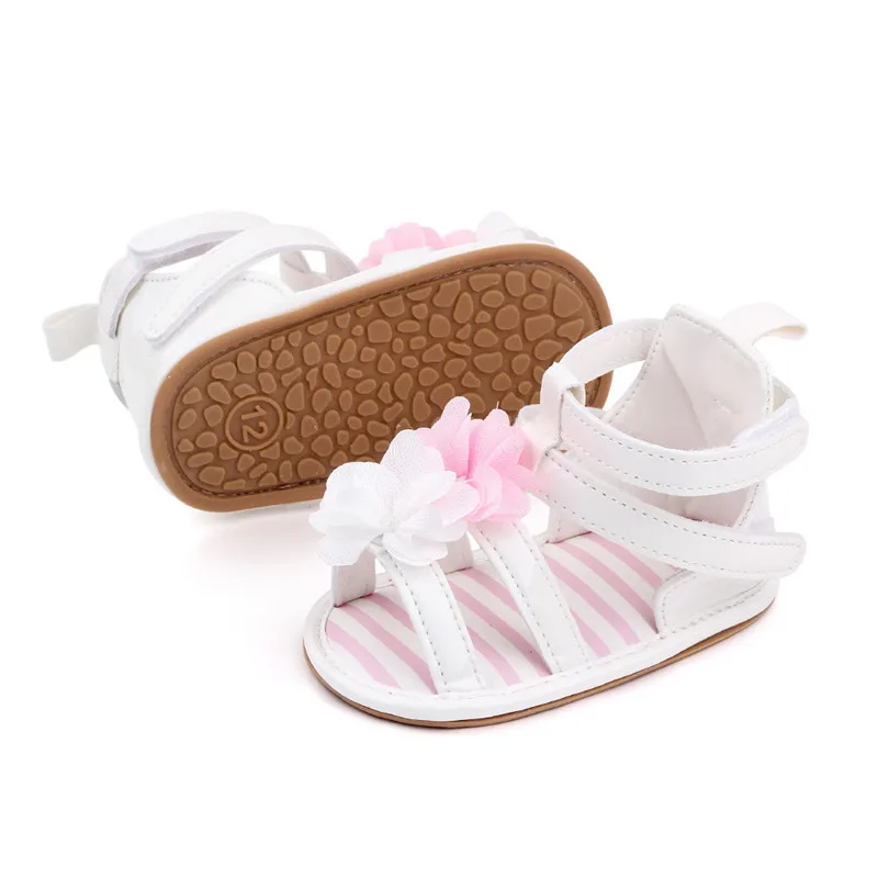 2021 New Summer Baby Shoes Lovely Flower Infants PU First Walkers Soft Rubber Sole Newborn Girls Princess Shoes