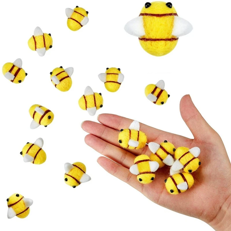 20 Pcs lana feltro Bumble Bee Craft Decor Ball per abbigliamento natalizio tenda cappello decorazione fai da te e artigianato fatto a mano