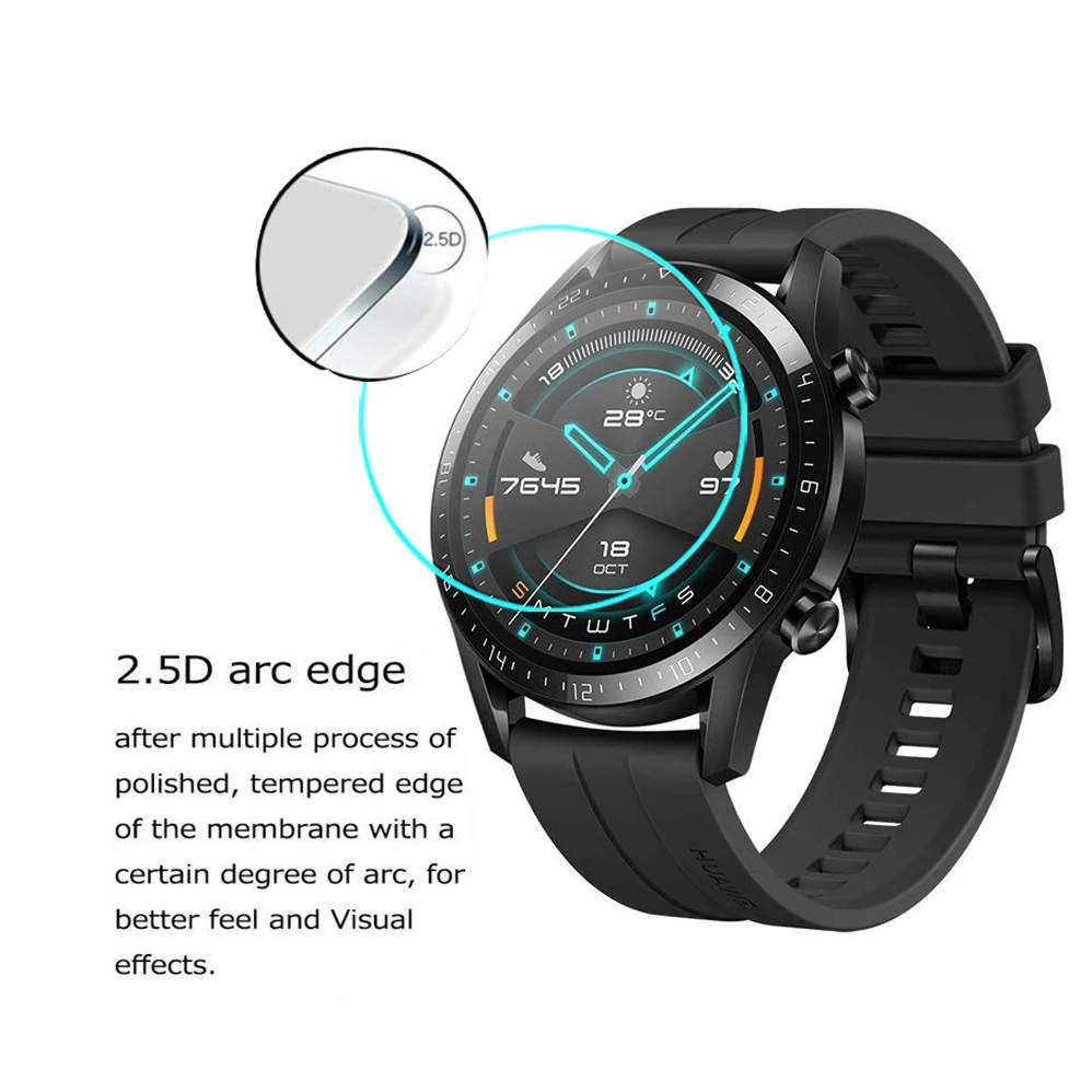 2pcs For Huawei watch Magic  2 GT 2 GT 3 Pro 42mm 46mm Smartwatch 2.5D Tempered Glass Screen Protector Anti-Scratch Clear Glass