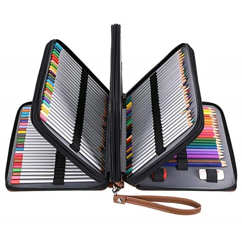 Imagem -03 - Colorido Portátil pu Leather Pencil Case Titular de Grande Capacidade Bolsa Impermeável Art Supplies Presentes Estudantis 200 Slots