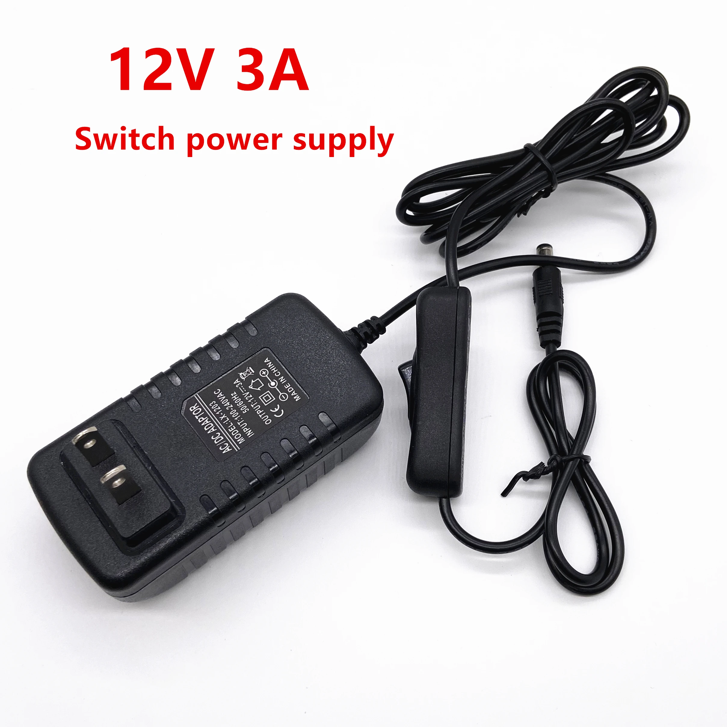 

110-240V Power Supply 12V 3A Switch On Off Adapter 5.5mm*2.1mm Male ACDC Adapte with US Plug For 12V Strip Lighting Transformer