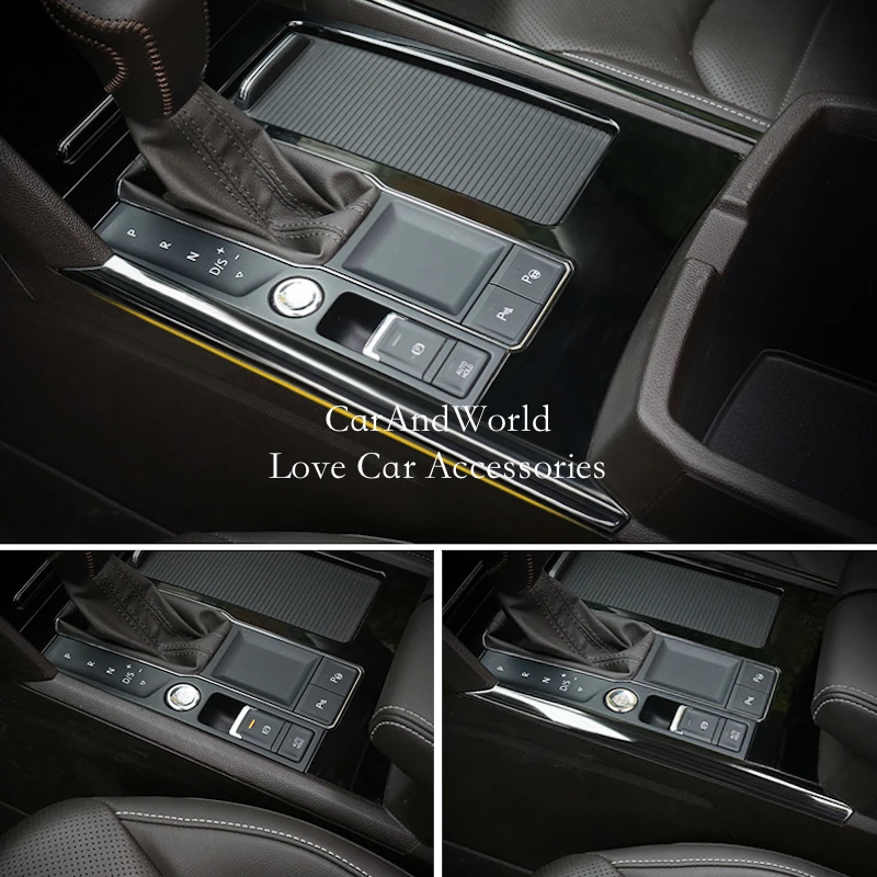 

For Volkswagen VW Teramont Atlas 2017-2020 Stainless Steel Side Gear Shift Trims Water Cup Frame Strips Cover Car Accessories