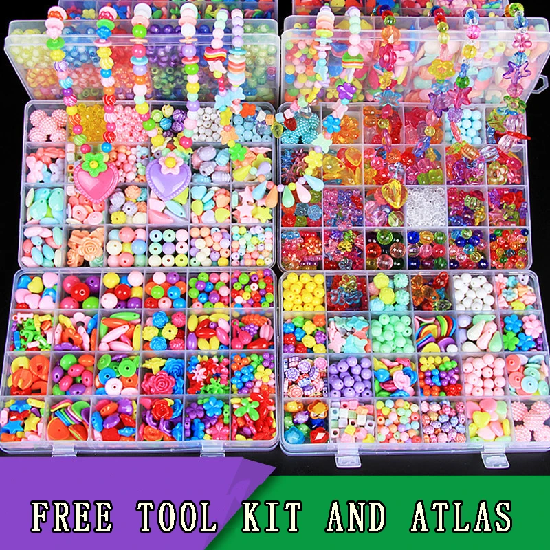 

Kit for Make Bracelets Beads Toys for Children DIY 24 Grid Handmade Making Puzzles Beads for Girls Kit Girls Toys for 3 5 7 9 11