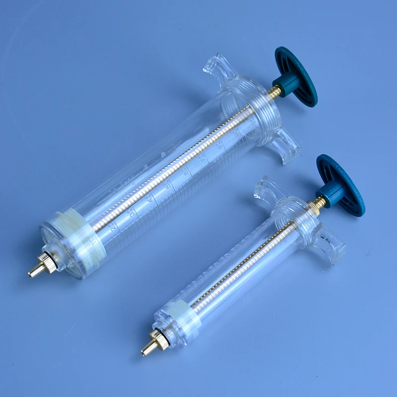 Plastic steel syringe 10ml~100ml copper head syringe for Animal Veterinary syringe feeder enema