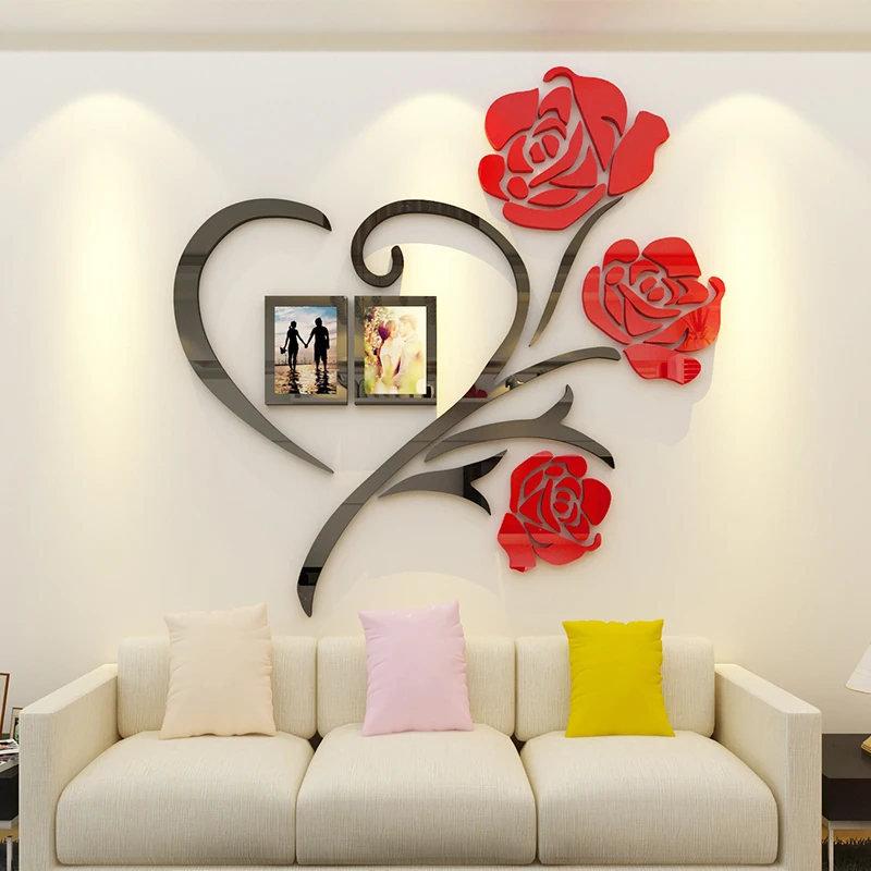 

3d Creative Flower Wall Sticker Wedding Room Romantic Decoration Quality Acrylic Wallpapers Living Room Wallsticker Diy Art Gift