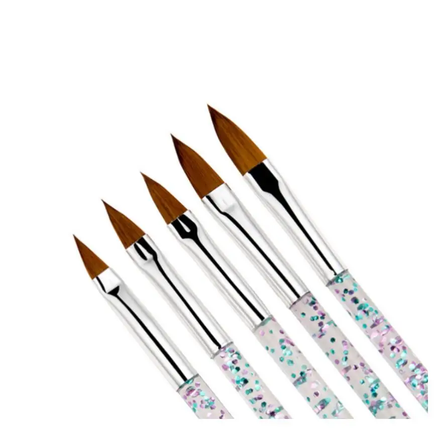 5Pcs/set 11/13/15/17/19mm Nail Art Crystal Brush UV Gel Builder Painting Dotting Pen Carving Tips Manicure Salon Tools T0416