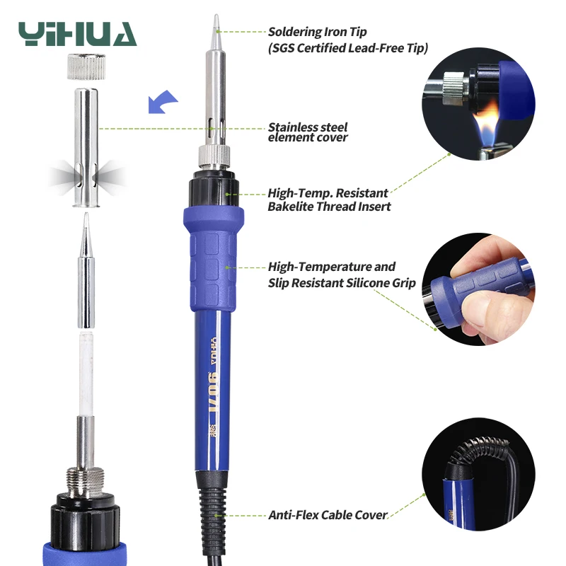 YIHUA 907I Large Power  Soldering Iron For YIHUA 995D+ 995d Soldering Station