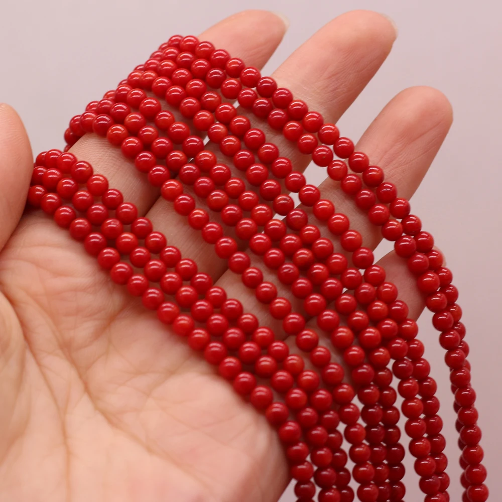 New Style Natural Coral Bead Round Isolation Bead For Jewelry Making DIY Necklace Bracelet Earrings Accessory Handmade 4 MM