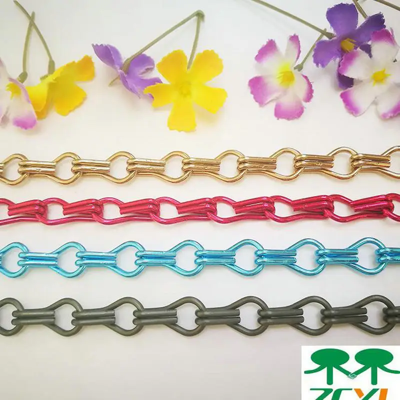 HQ DJ01 Decorative 2.0X12X24MM Aluminium Double Jack Chain Of Different Color Double Jack Chain For Door Curtain Chain