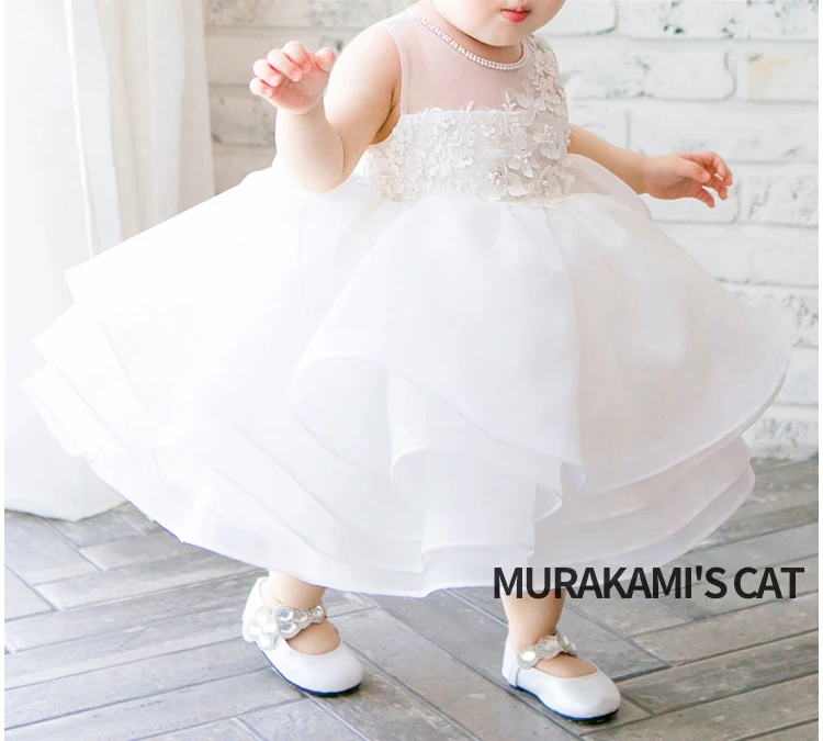 White Lace Dresses For Girls Christening Baptism Gown Pearl Cake Outfits Clothes for Baptism 1 year Baby Girl Birthday Dresses