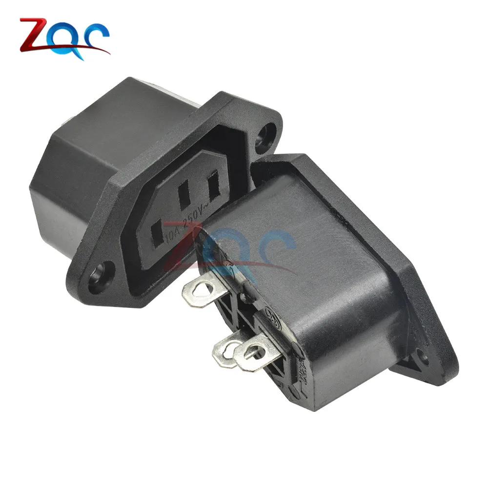 Chassis Female 15A/250V 3PIN 05231 AC IEC C13 C14 Inline Socket Plug Adapter Mains Power Connector Power Supply Output Outlet