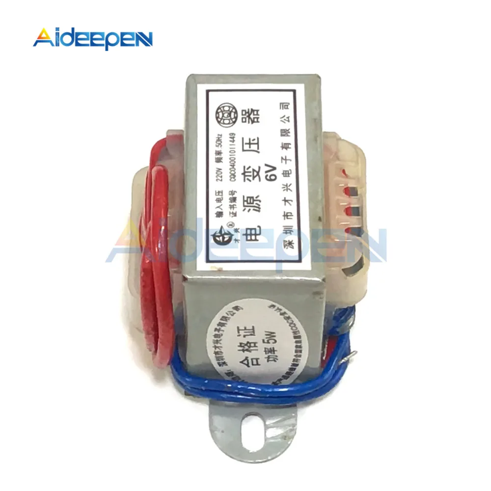 EI Type AC Power Transformer 5W AC 220V to 6V/9V/12V/15V/18V/24V Single Input Voltage 220V 2 Line Copper