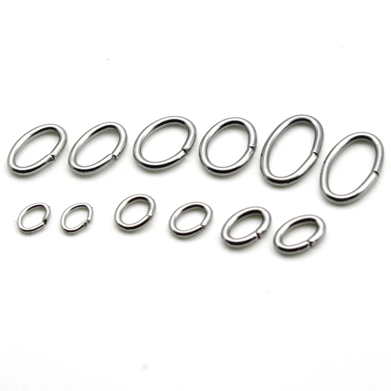 100pcs Never Fade Stainless Steel Oval Jump Rings Split Ring Silver Tone Connector For Diy Jewelry Making Finding Accessories