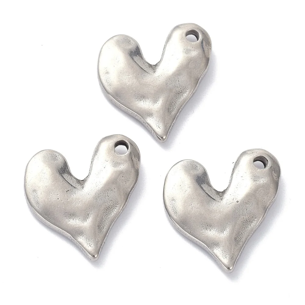 

50pcs 304 Stainless Steel Heart Pendants for Valentine's Day Women Bracelet Necklace Gifts jewelry making Decor Accessories