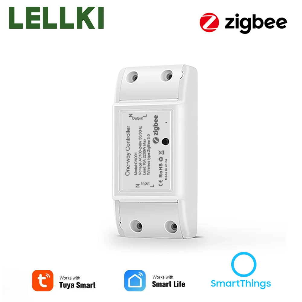 LELLKI Zigbee Switch Controller Tuya Smart Home Breaker For Lighting 220V On/Off Power Button Zigbee2mqtt Google Assistant Alexa