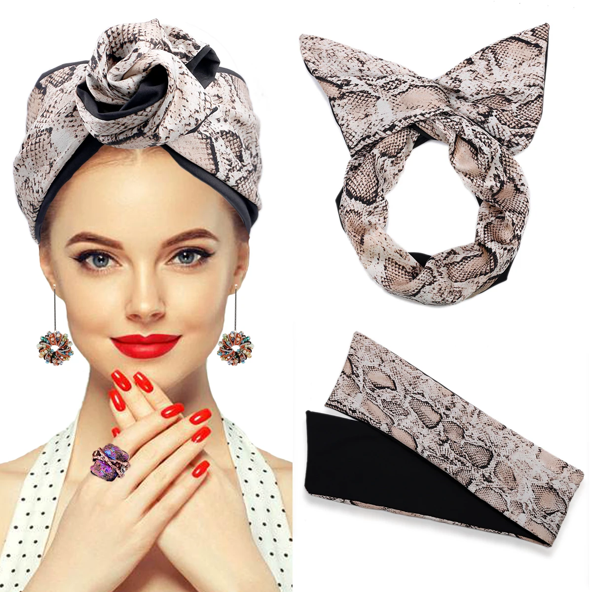 Bohemia Fashion printing knotted headbands Hair Ribbon Metal Wire Scarf Hairband Girls Hair accessories for Women Gifts