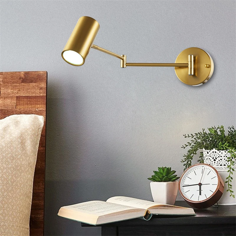 

Black Golden LED Wall Lamp Sconce Loft Style Adjustable Bedside Lamp Living Room Bedroom Indoor Lighting Modern Nordic Lights